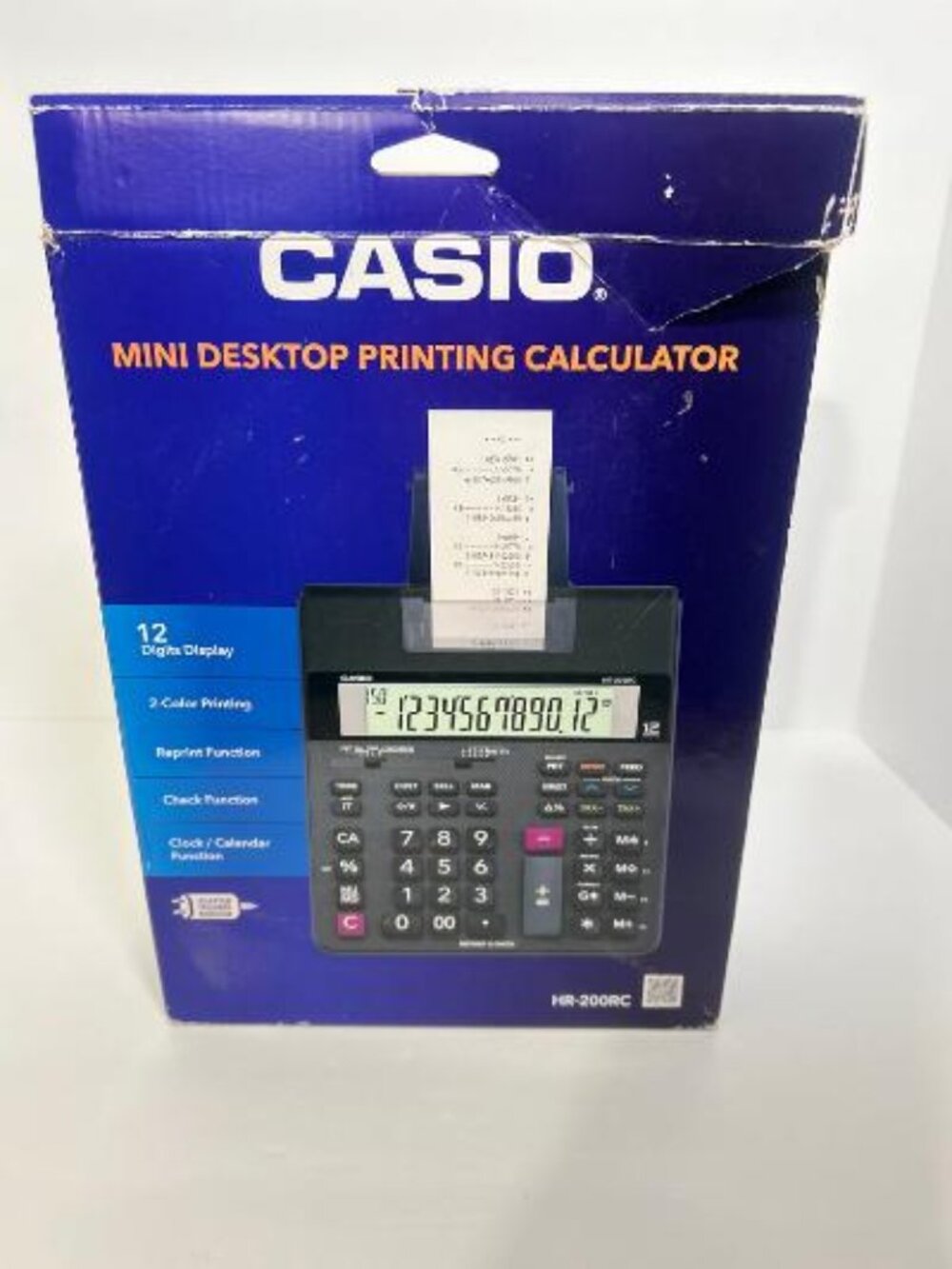 New Casio HR-200RC Mini Desktop Printing Calculator Easy To Read 2-Way Power